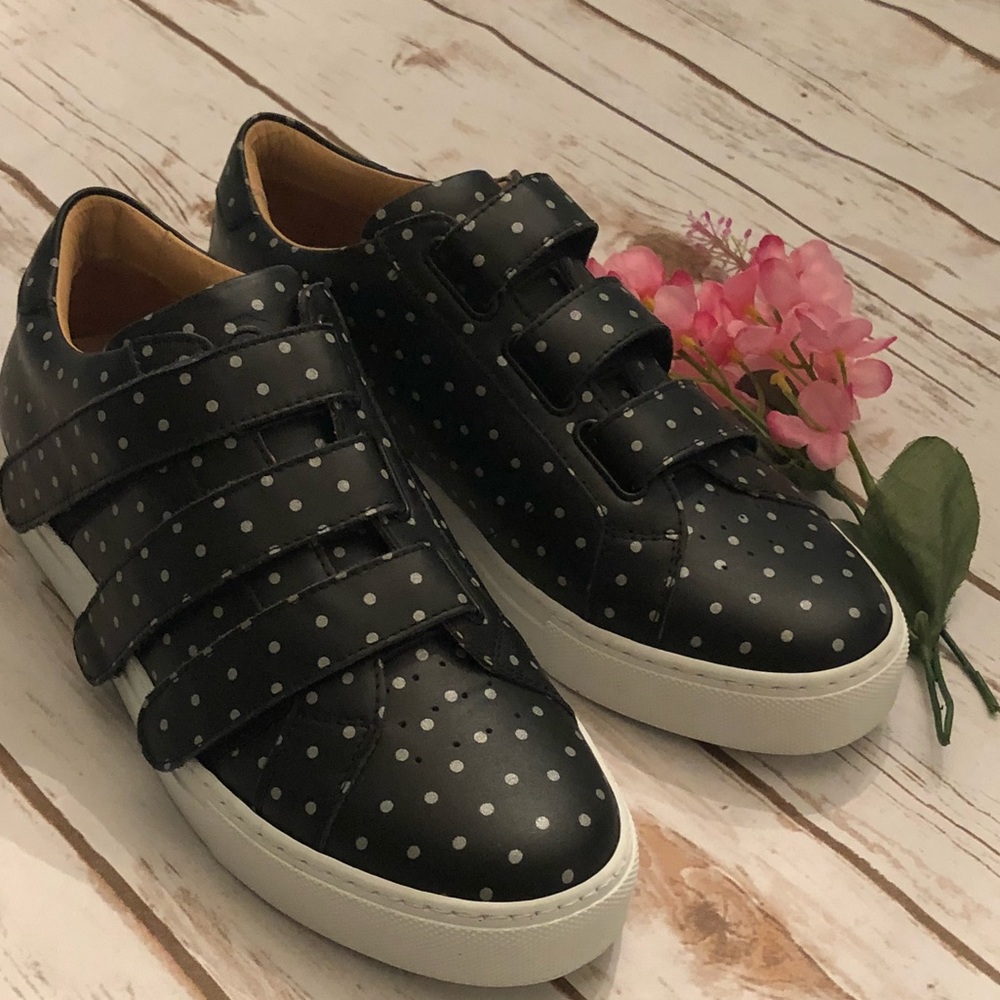 GREATS Royale Black Dots Sneaker Velcro Size 8.5